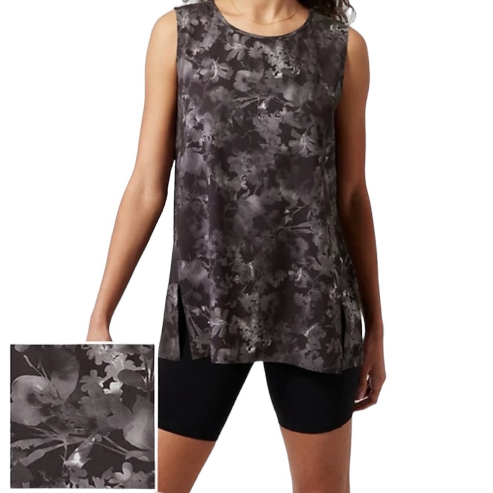 Athleta Lumen Floral Black Zephyr Tank Top NWOT (B-1)